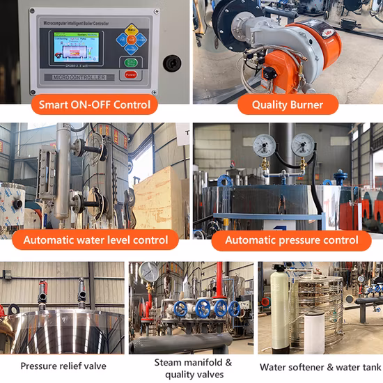 Price Small Vertical Industrial 100kg 200kg 300kg 500kg 600kg 700kg 1000kg Gas Diesel Oil LPG Coal Wood Biomass Pellet Fired Steam Generator Boilers for Sale